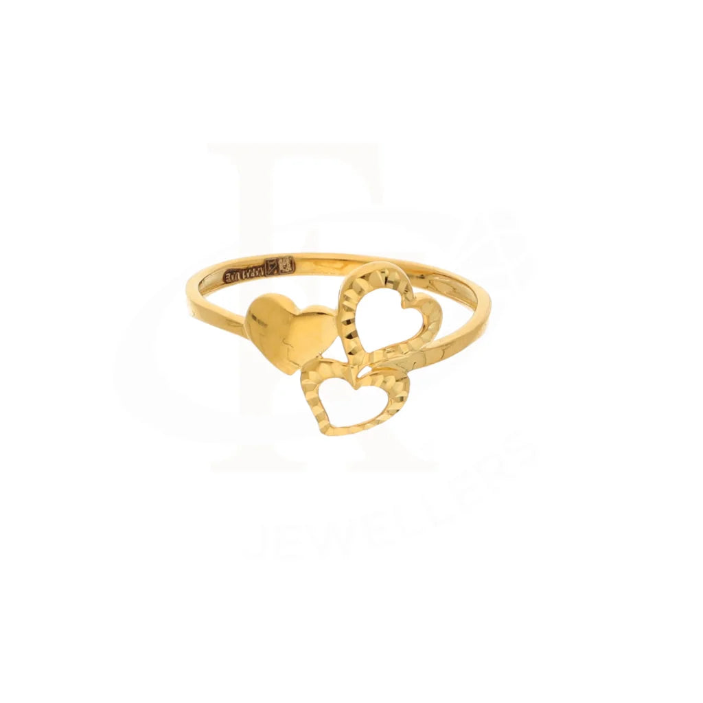 Gold Attached Triple Heart Ring 21Kt - Fkjern18Km8413 Rings