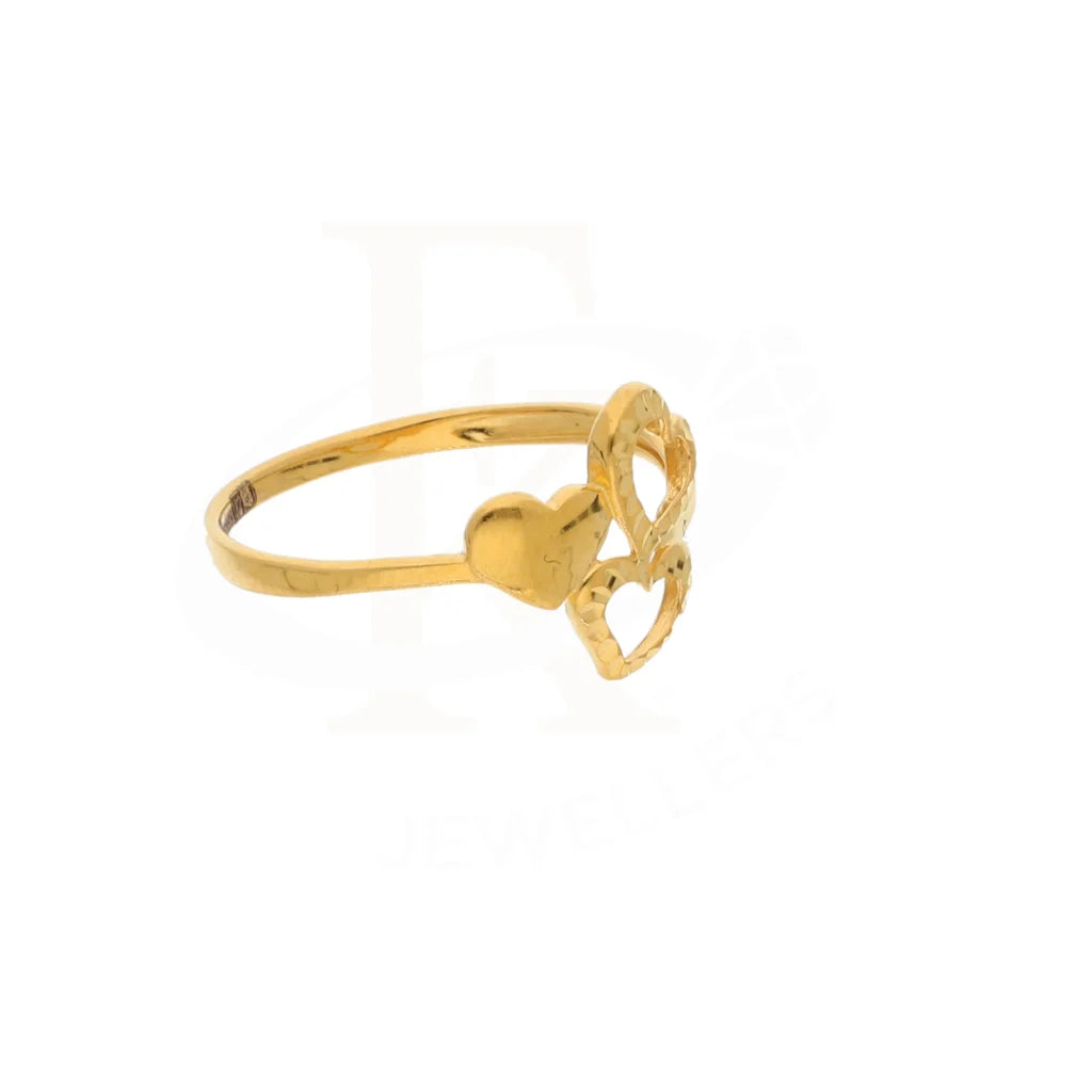 Gold Attached Triple Heart Ring 21Kt - Fkjern18Km8413 Rings