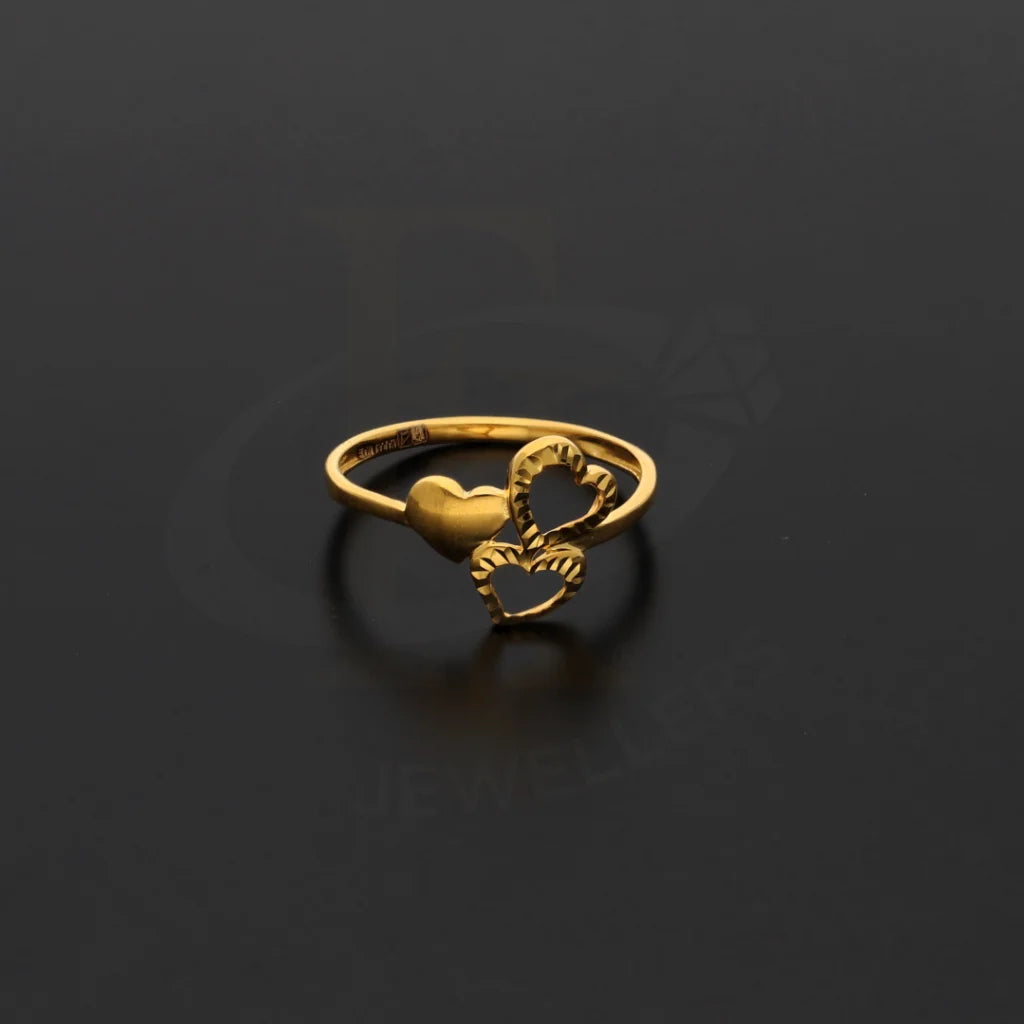 Gold Attached Triple Heart Ring 21Kt - Fkjern18Km8413 Rings