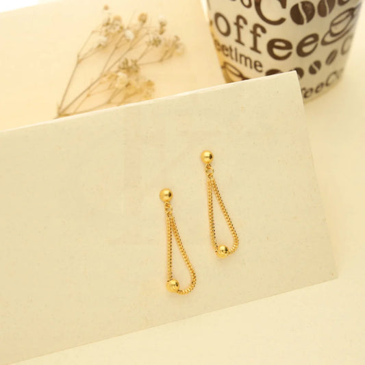 Gold Ball Shaped Drop Earrings 22Kt - Fkjern22K3165