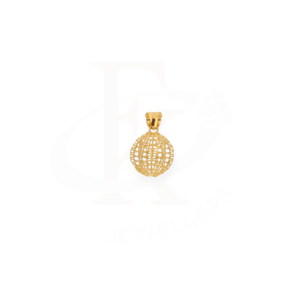 Gold Ball Shaped Hallow Pendant 21Kt - Fkjpnd21K7940 Pendants