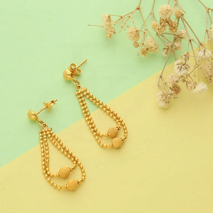 Gold Balls Shaped Drop Earrings 22Kt - Fkjern22K3170