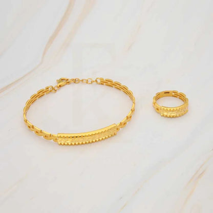 Gold Bangle With Ring In 22Kt - Fkjbng22K1943 Bangles