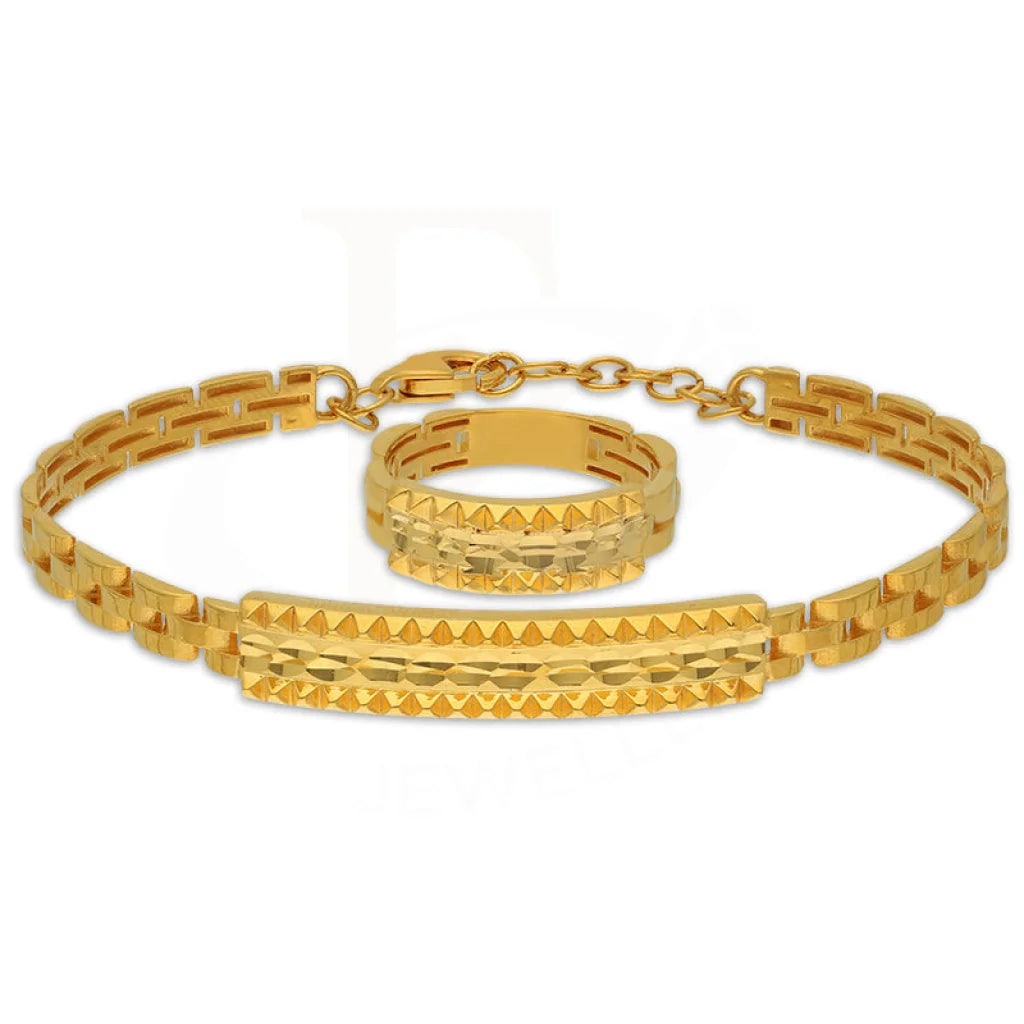 Gold Bangle With Ring In 22Kt - Fkjbng22K1943 Bangles