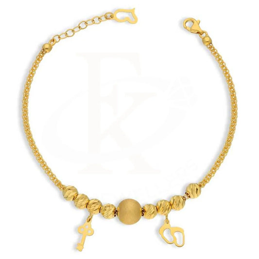 Gold Beads With Hanging Footprint And Key Bracelet 21Kt - Fkjbrl21K2719 Bracelets