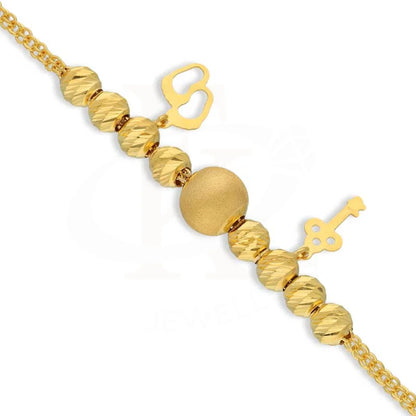 Gold Beads With Hanging Footprint And Key Bracelet 21Kt - Fkjbrl21K2719 Bracelets