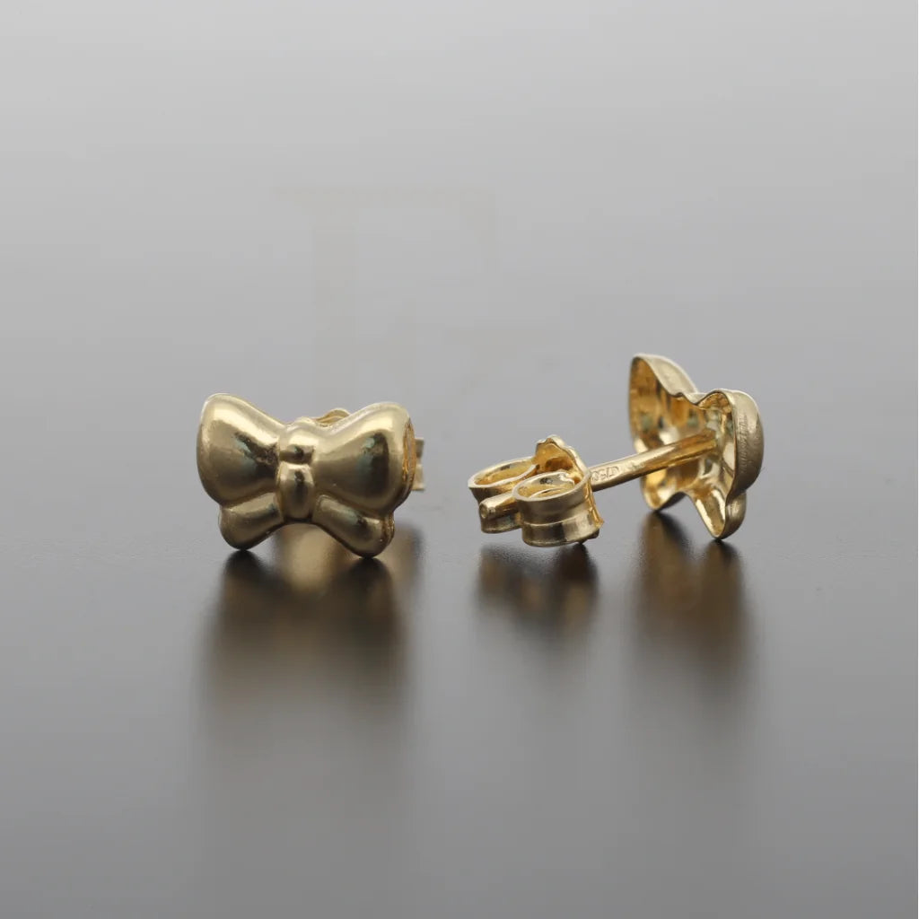 Gold Bow Shaped Stud Earrings 18Kt - Fkjern18K7834