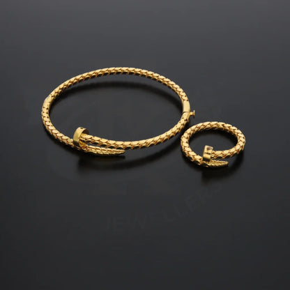 Gold Box Chain Design Bangle Set (Bangle And Ring) 21Kt - Fkjset21Km8056 Pendant Sets