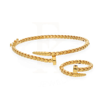 Gold Box Chain Design Bangle Set (Bangle And Ring) 21Kt - Fkjset21Km8056 Pendant Sets