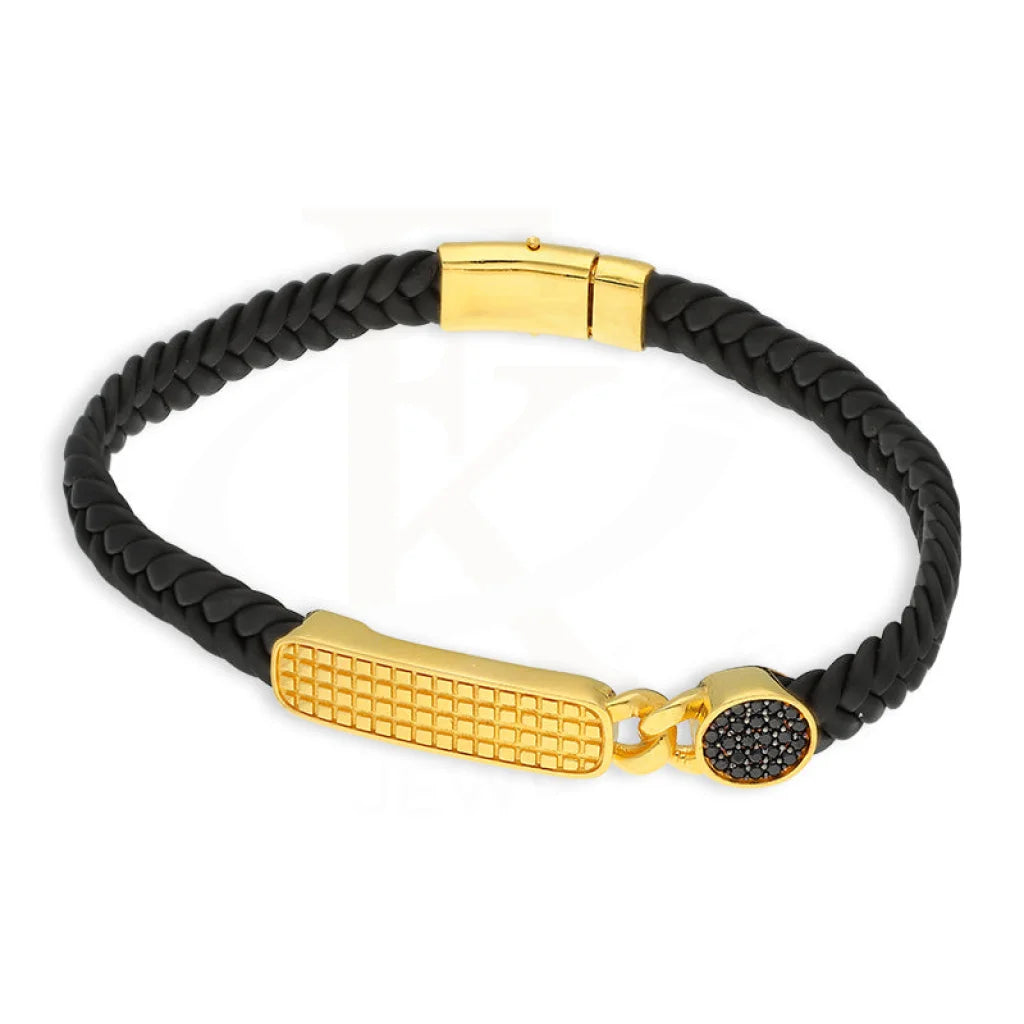 Gold Leather Bracelet 22Kt - Fkjbrl22K5032 Bracelets