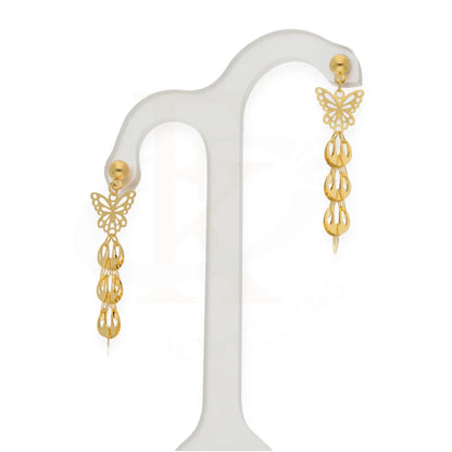 Gold Butterfly Drop Earrings 21Kt - Fkjern21K7992