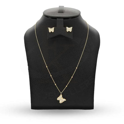 Gold Butterfly Pendant Set (Necklace And Earrings) 18Kt - Fkjnklst18K2426 Sets