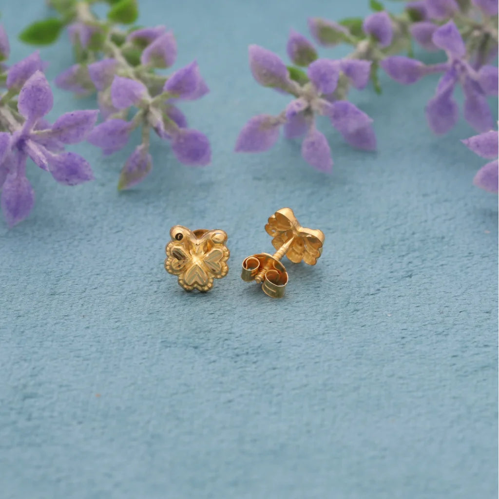 Gold Butterfly Shaped Earrings 18Kt - Fkjern18K8238