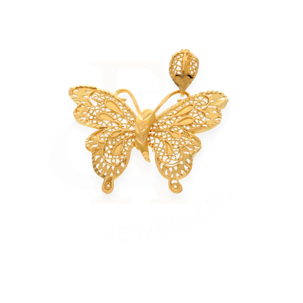 Gold Butterfly Shaped Pendant 21Kt - Fkjpnd21K7538 Pendants