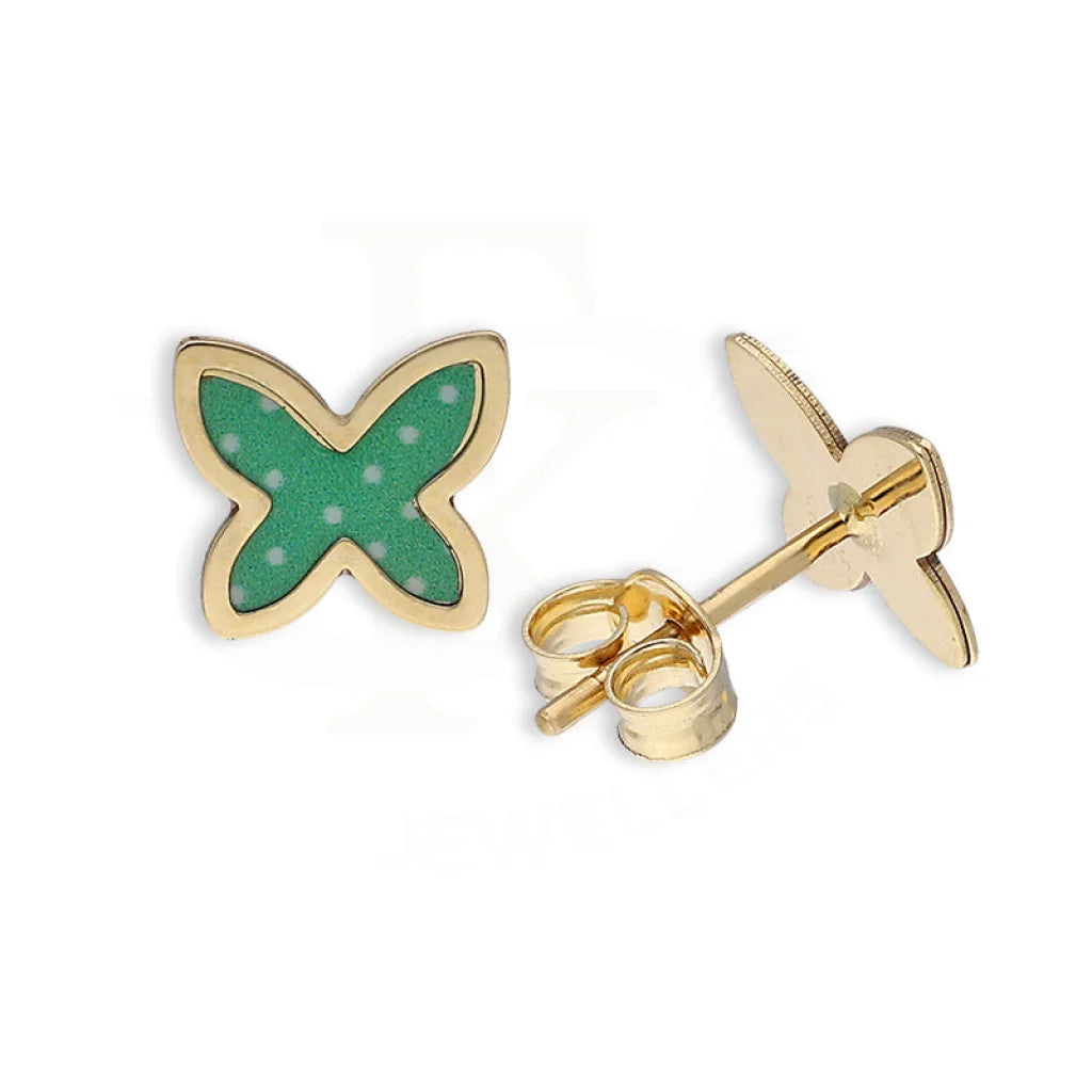 Gold Butterfly Shaped Stud Earrings 18Kt - Fkjern18K5372