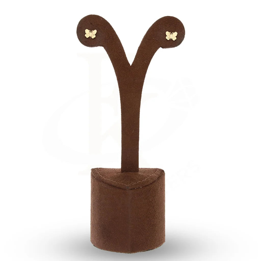 أقراط ذهبية مرصعة على شكل فراشة عيار 18 قيراطًا - Fkjern18K5534