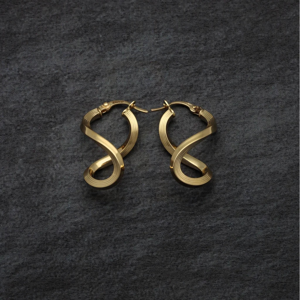 Gold Classic Curved Earrings 18Kt - Fkjern18K8313