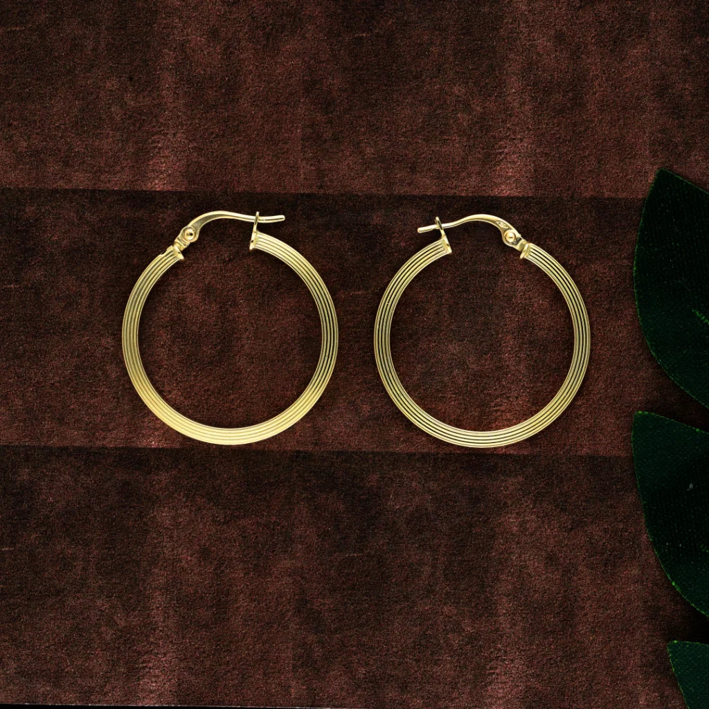 Gold Classic Design Earrings 18Kt - Fkjern18K8312