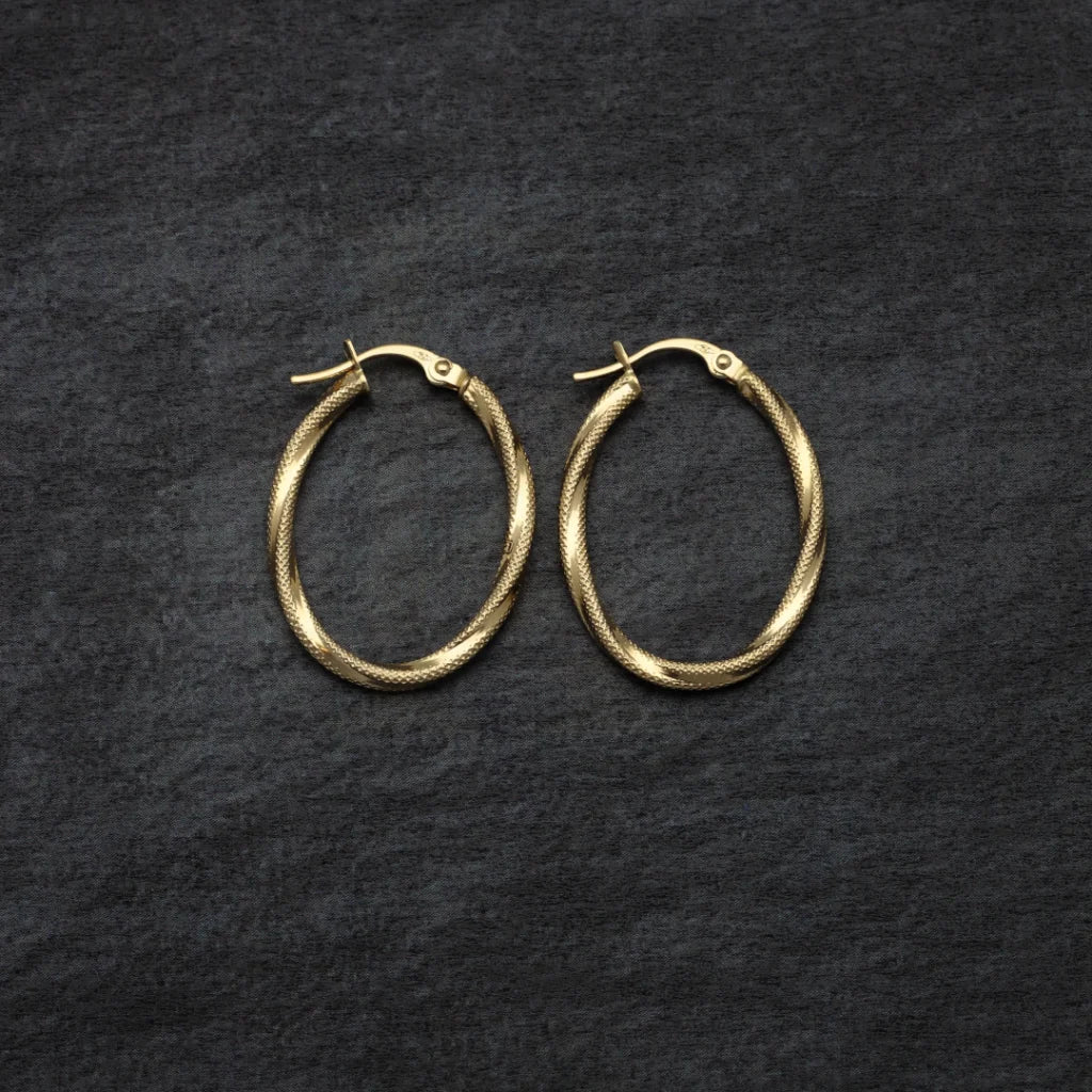Gold Classic Design Earrings 18Kt - Fkjern18K8314