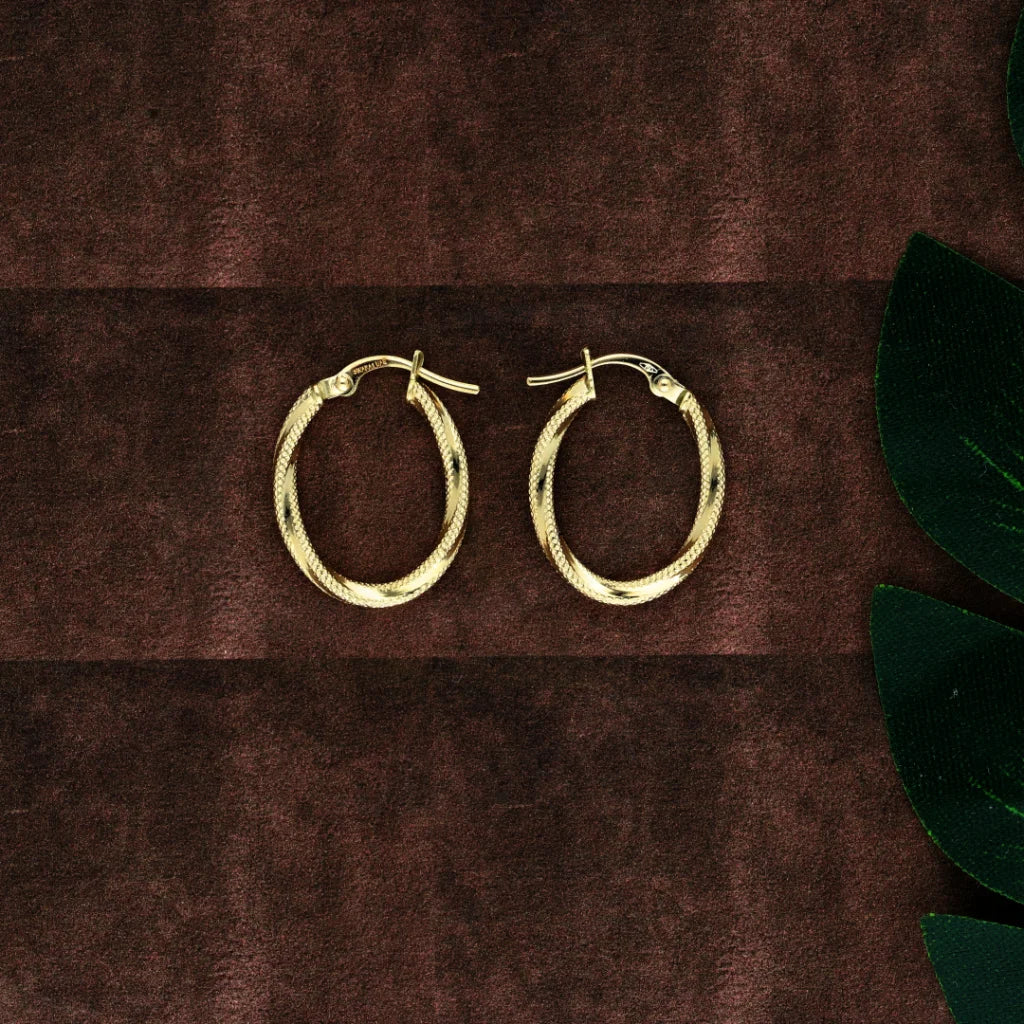 Gold Classic Design Earrings 18Kt - Fkjern18K8316