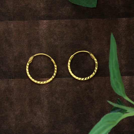 Gold Classic Design Earrings 21Kt - Fkjern21Km8449