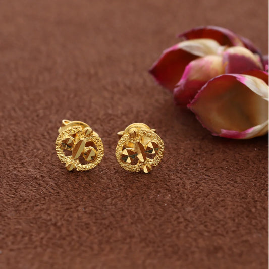 Gold Classic Design Floral Earrings 21Kt - Fkjern21Km8471