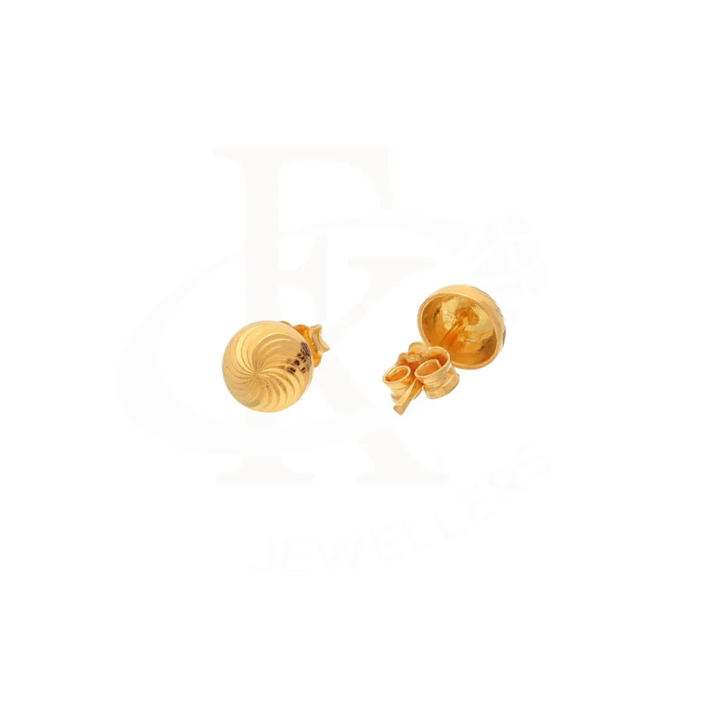 Gold Classic Round Stud Earrings 21Kt - Fkjern21Km8450
