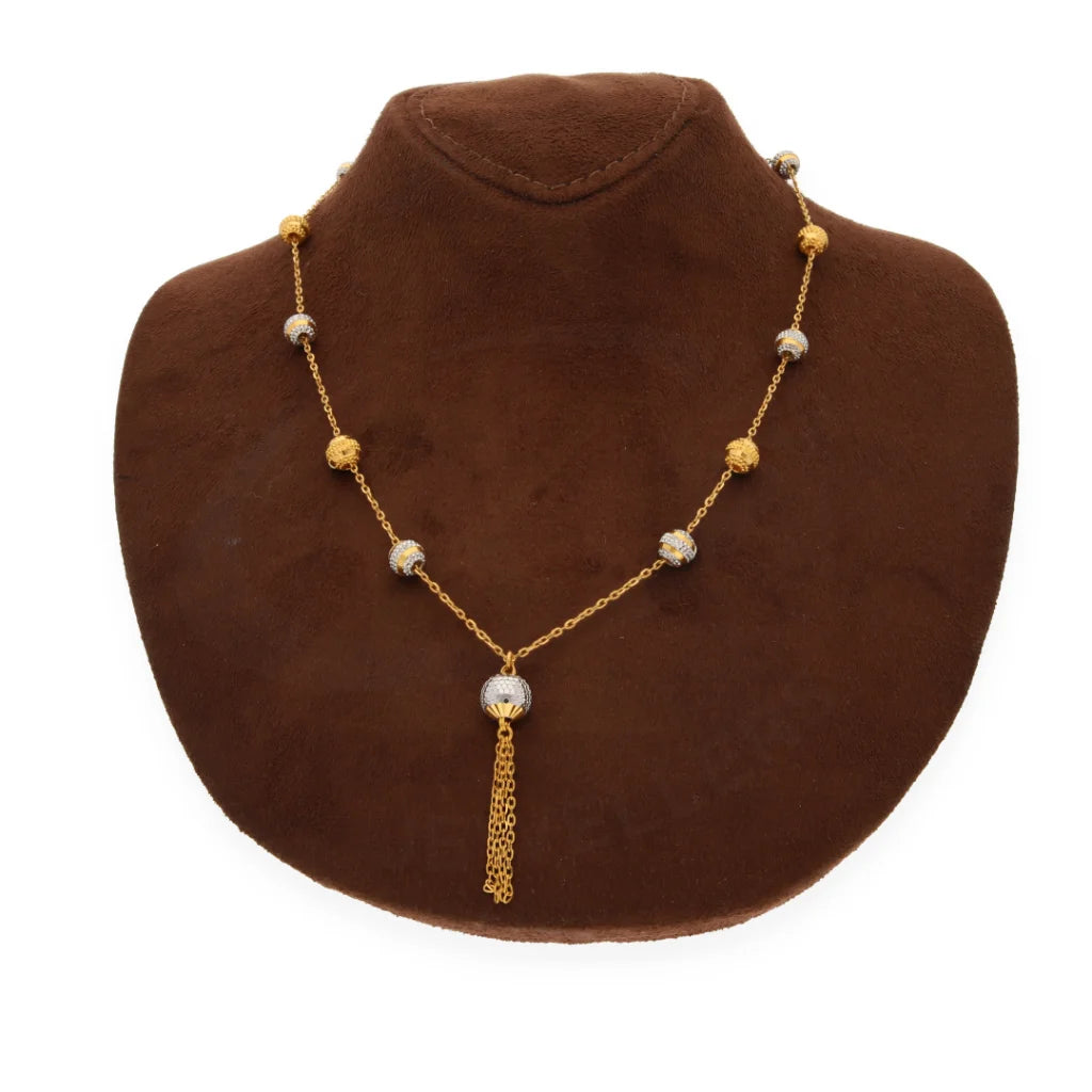 Gold Classy Cut Round Shaped Necklace 21Kt - Fkjnkl21Km8168 Necklaces