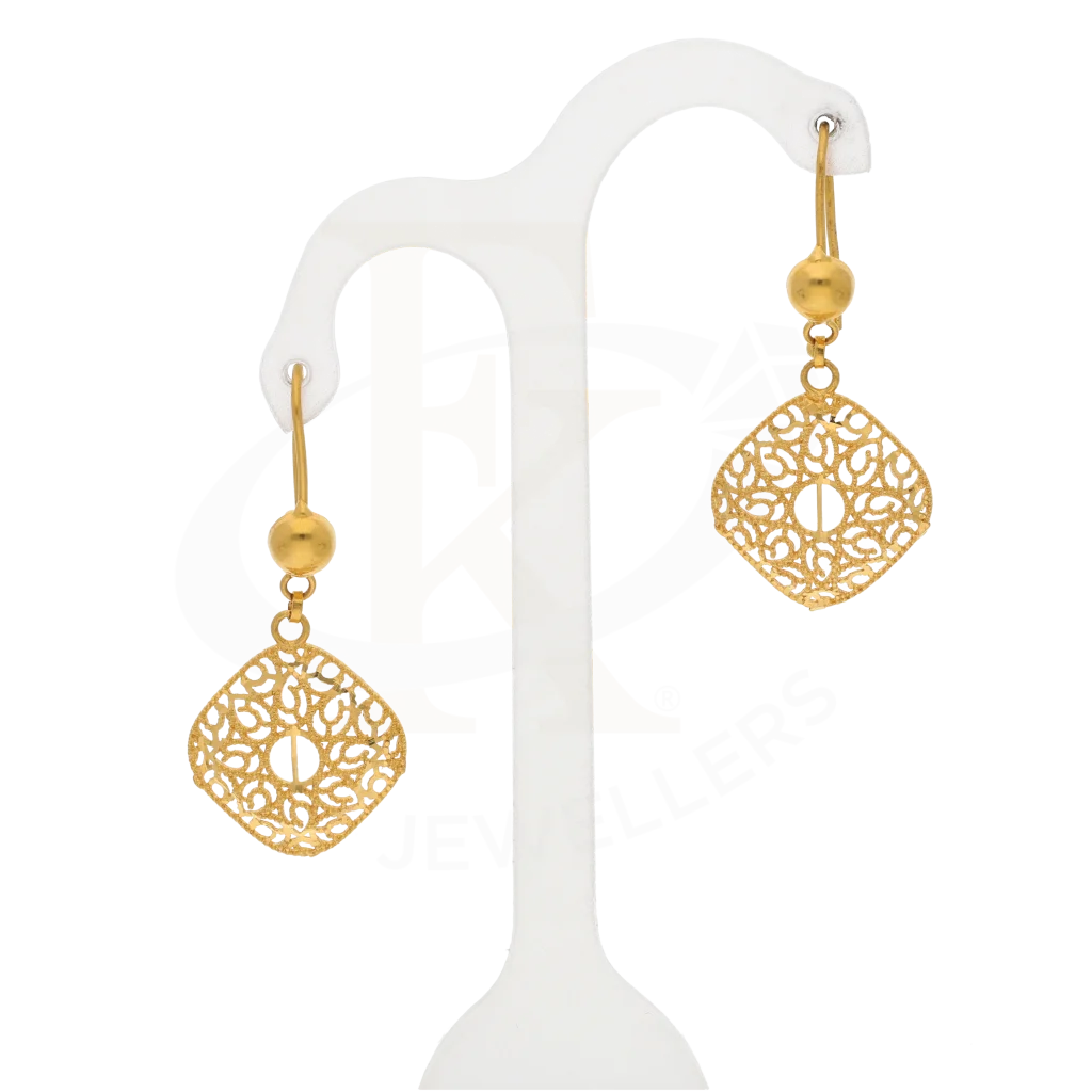 Gold Classy Earrings 21Kt - Fkjern21K7762