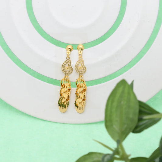 Gold Classy Earrings 21Kt - Fkjern21K7993