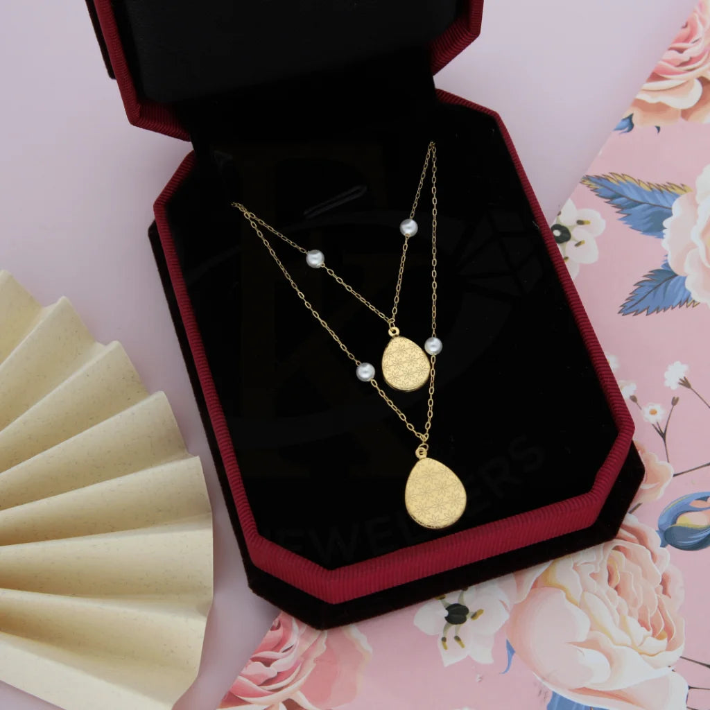 Gold Classy Flower In Hanging Oval Necklace 21Kt - Fkjnkl21Km8454 Necklaces