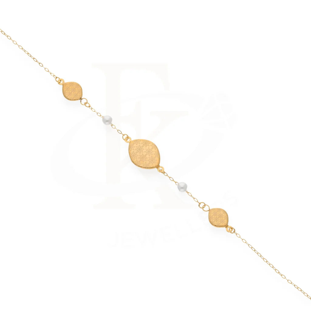 Gold Classy Flower In Oval Bracelet 21Kt - Fkjbrl21Km8200 Bracelets