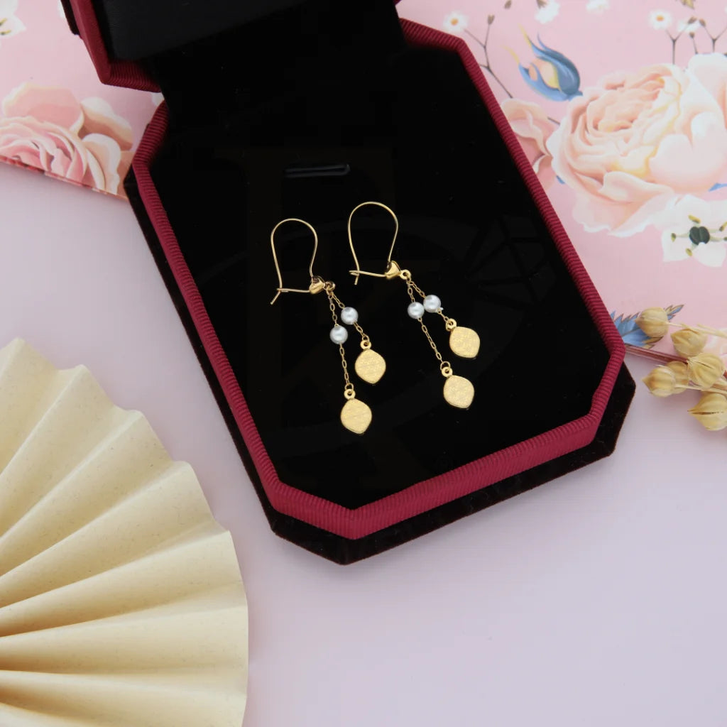 Gold Classy Flower In Oval Shaped Earring 21Kt - Fkjern21Km8196 Necklaces