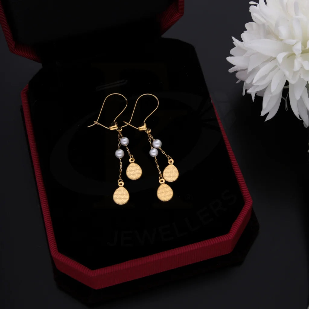 Gold Classy Flower In Oval Shaped Earring 21Kt - Fkjern21Km8464 Earrings