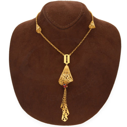 Gold Classy Hanging With Blade Necklace 21Kt - Fkjnkl21Km8183 Necklaces