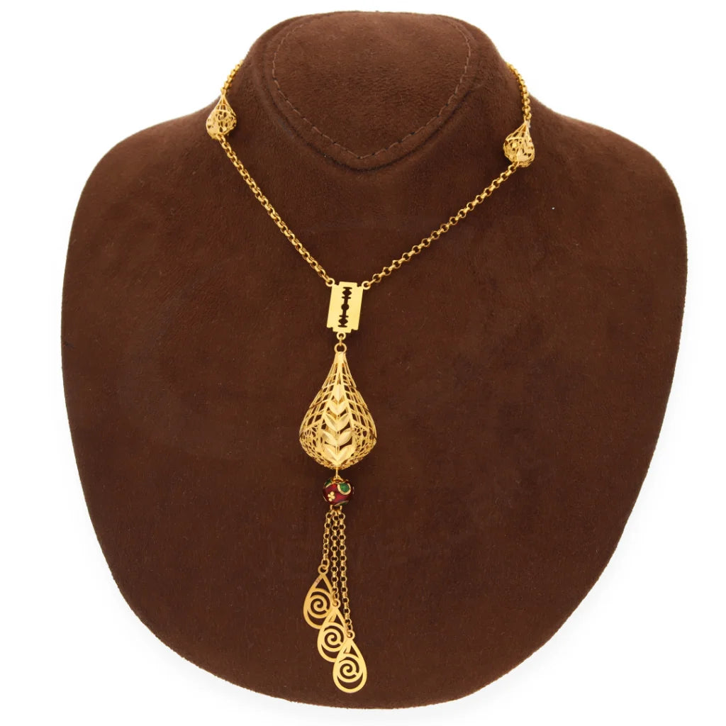 Gold Classy Hanging With Blade Necklace 21Kt - Fkjnkl21Km8186 Necklaces