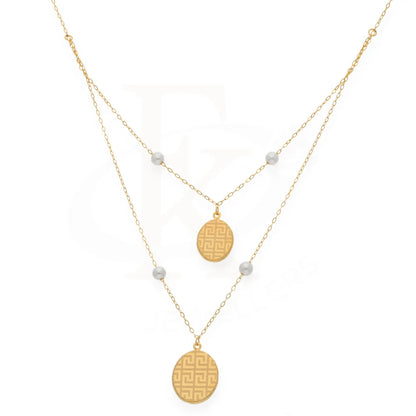 Gold Classy Line Pattern In Hanging Oval Necklace 21Kt - Fkjnkl21Km8194 Necklaces