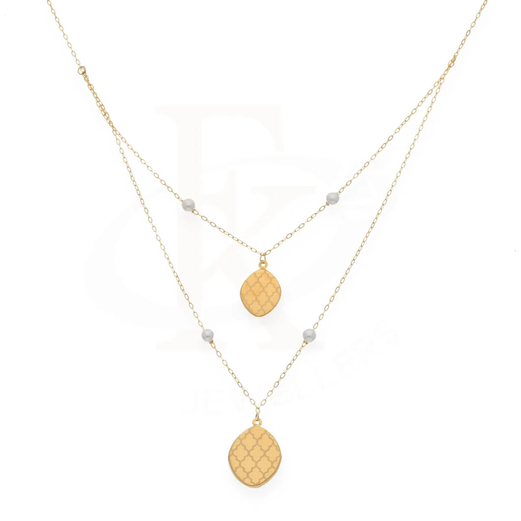 Gold Classy Old Pattern In Hanging Oval Shaped Necklace 21Kt - Fkjnkl21Km8252 Necklaces