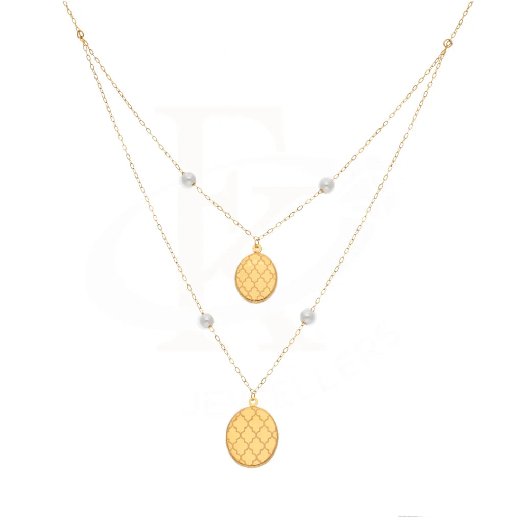 قلادة ذهبية أنيقة بتصميم عتيق على شكل بيضاوي متدلي عيار 21 قيراطًا - Fkjnkl21Km8451