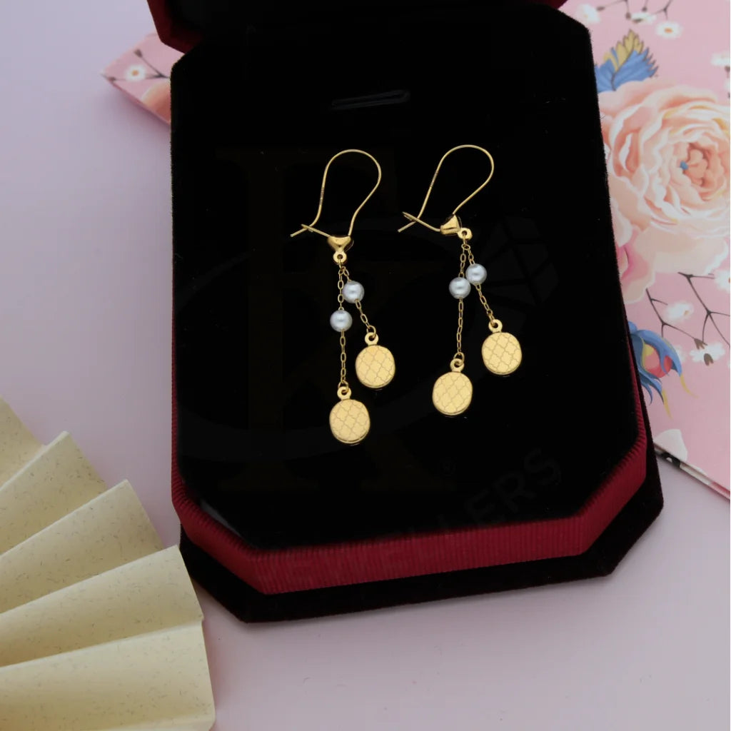 Gold Classy Old Pattern In Oval Shaped Earring 21Kt - Fkjern21Km8458 Earrings