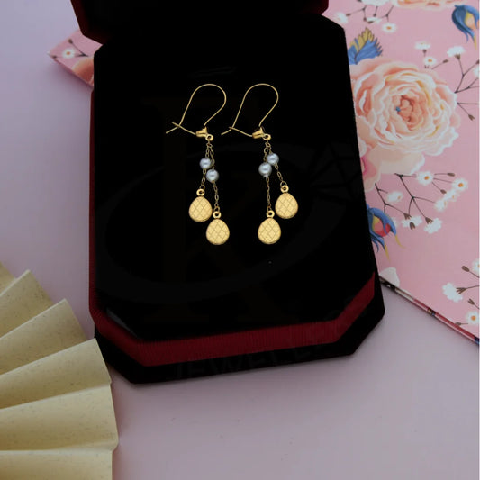 Gold Classy Old Pattern In Oval Shaped Earring 21Kt - Fkjern21Km8462 Earrings