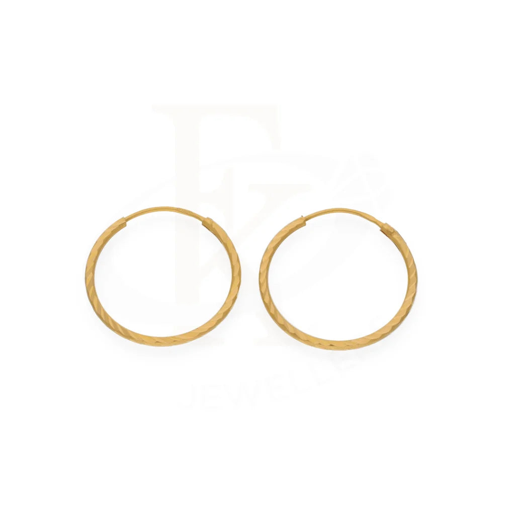 Gold Clip On Hoop Earrings 21Kt - Fkjern21K7732