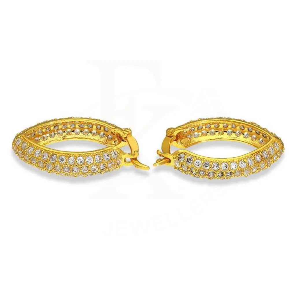 Gold Clip On Hoop Earrings 22Kt - Fkjern22K2619