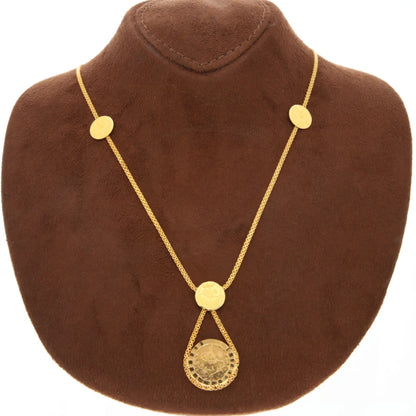 Gold Coin Shaped Necklace 21Kt - Fkjnkl21K7740 Necklaces