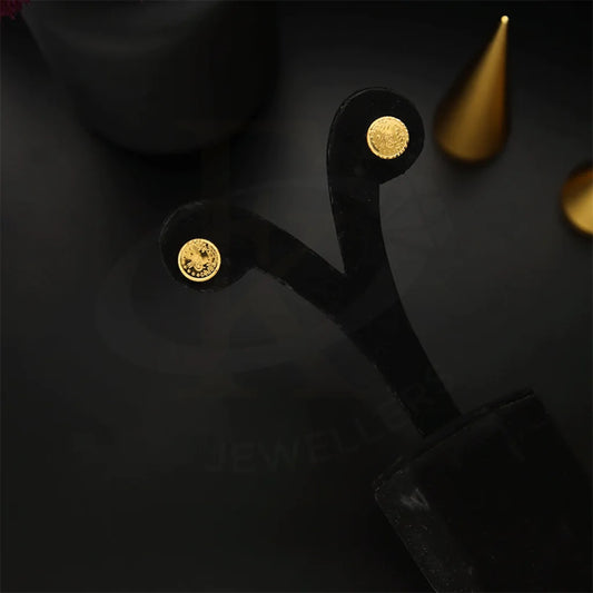 Gold Coin Shaped Stud Earrings 21Kt - Fkjern21Km5173