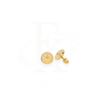 Gold Coin Shaped Stud Earrings 21Kt - Fkjern21Km7961