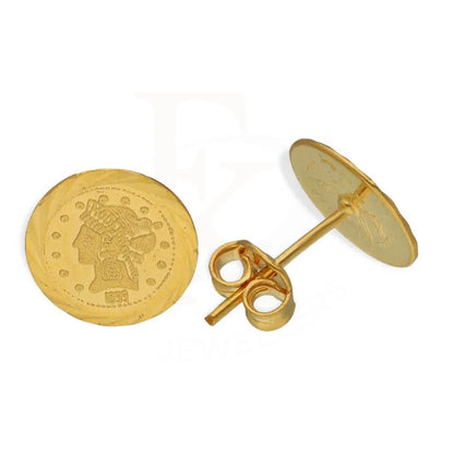 Gold Coin Shaped Stud Earrings 22Kt - Fkjern22K2806