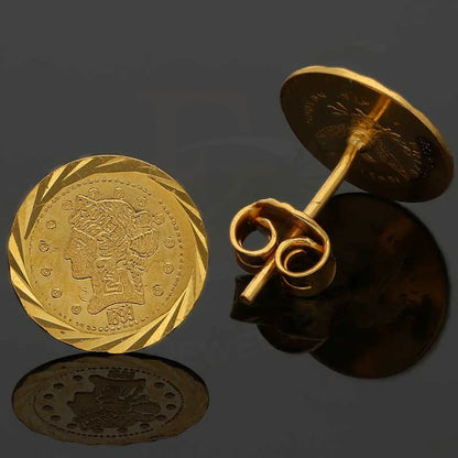 Gold Coin Shaped Stud Earrings 22Kt - Fkjern22K2806