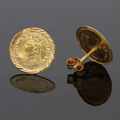 Gold Coin Stud Earrings 18Kt - Fkjern18K2938