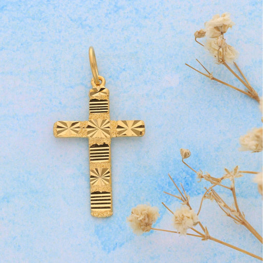 Gold Cross Shaped Pendant 21Kt - Fkjpnd21Km8543 Pendants